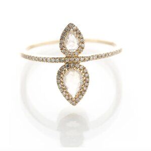 Moonstone ring with diamonds, 14k yellow gold